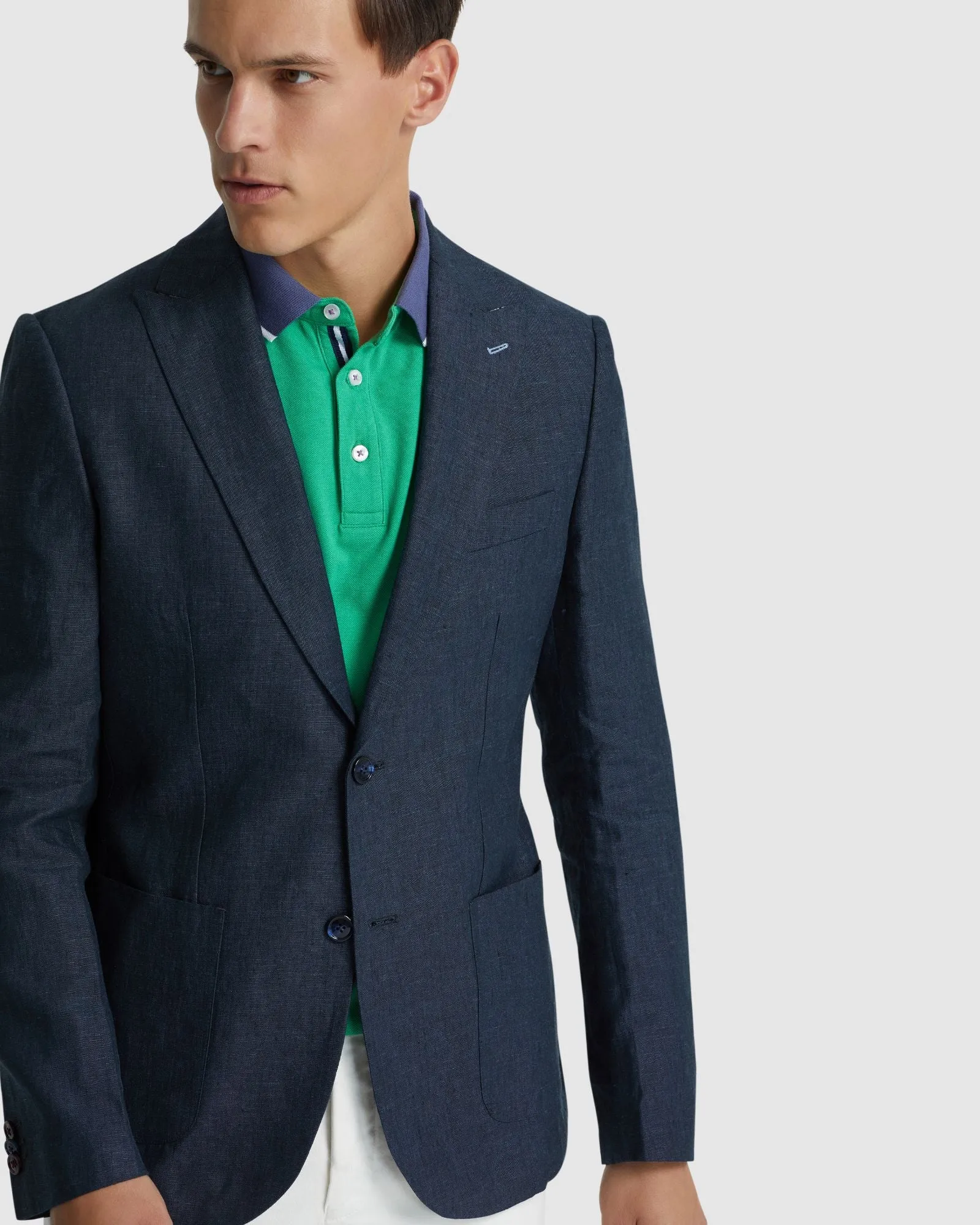 Milton Linen Blazer With Peak Lapel