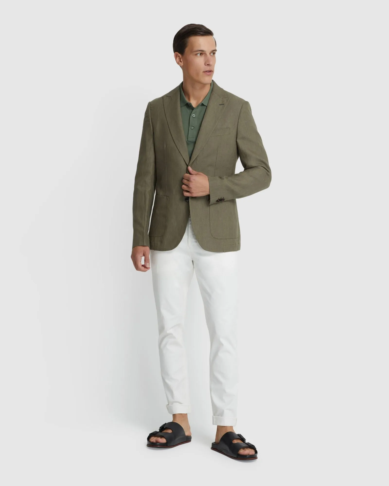 Milton Linen Blazer With Peak Lapel