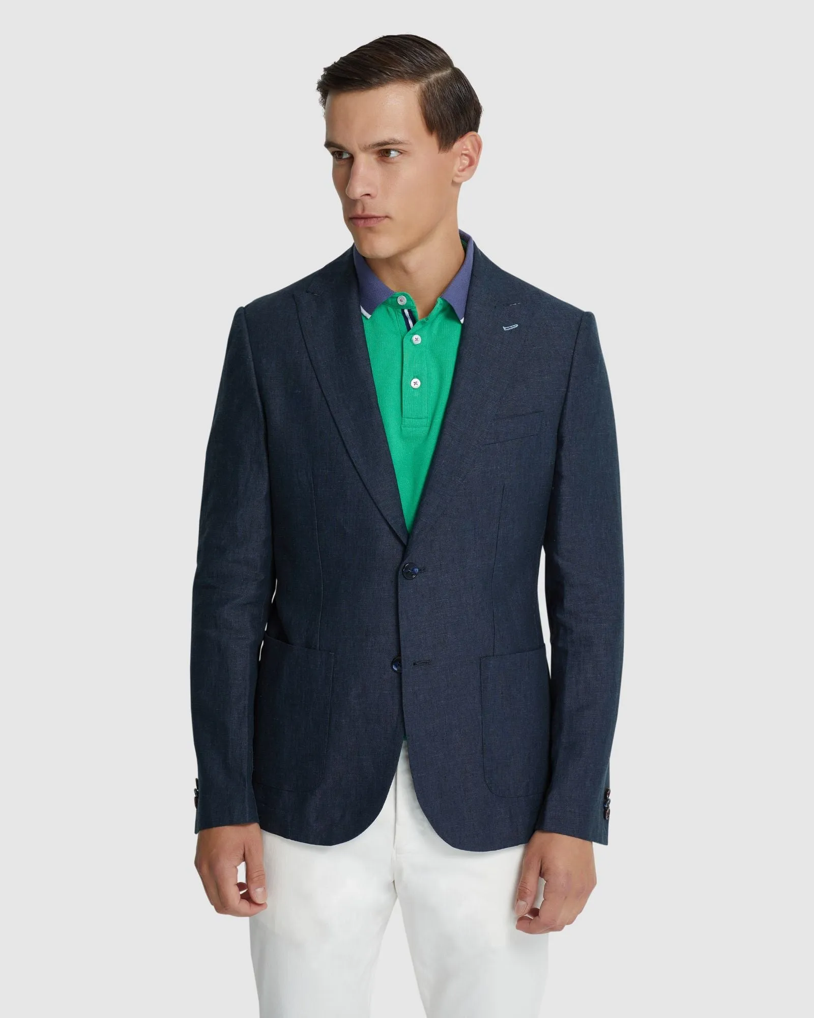 Milton Linen Blazer With Peak Lapel