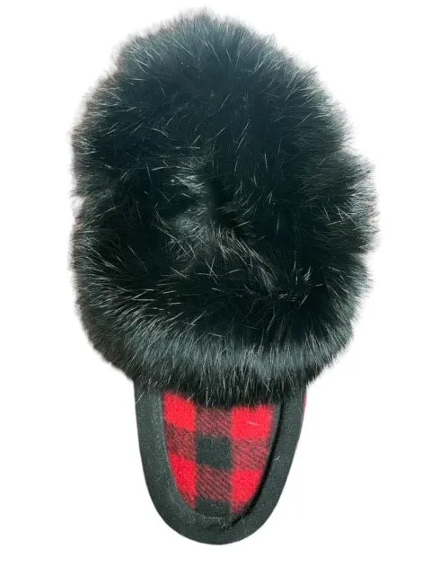 Moccasins Suede Rabbit Fur Trim Ladies LC🍁