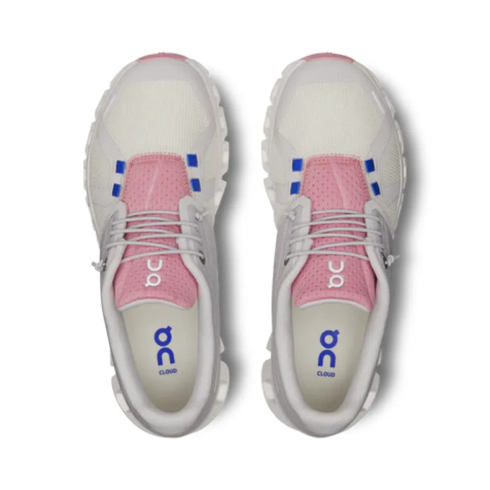 On Women's Cloud 5 Push Sneaker in Ivory/Blossom
