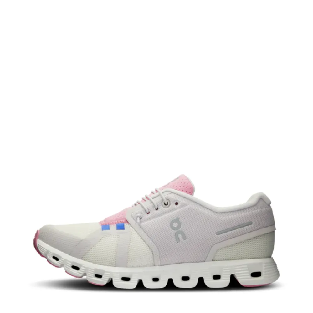 On Women's Cloud 5 Push Sneaker in Ivory/Blossom