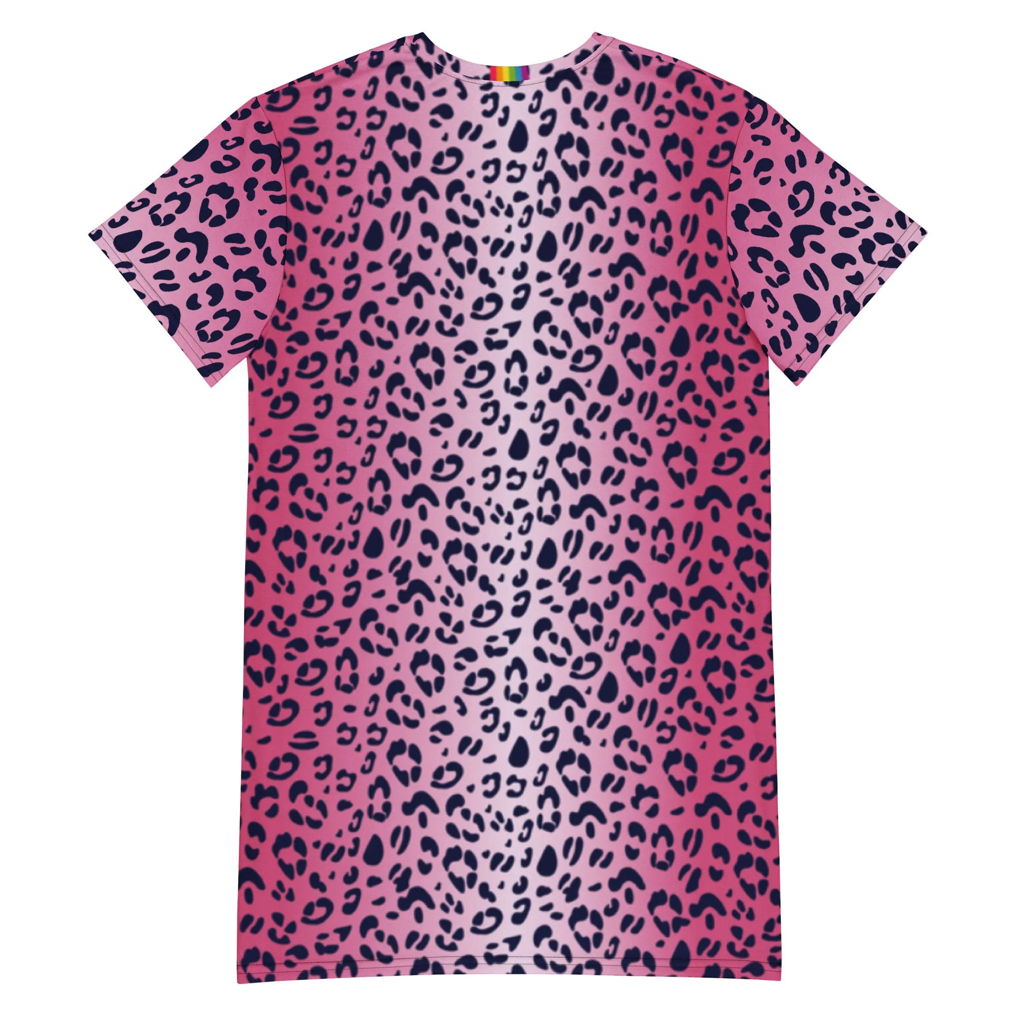 Pink Leopard Print T-shirt Dress