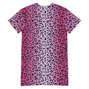 Pink Leopard T-shirt Dress With Trans Collar Flag