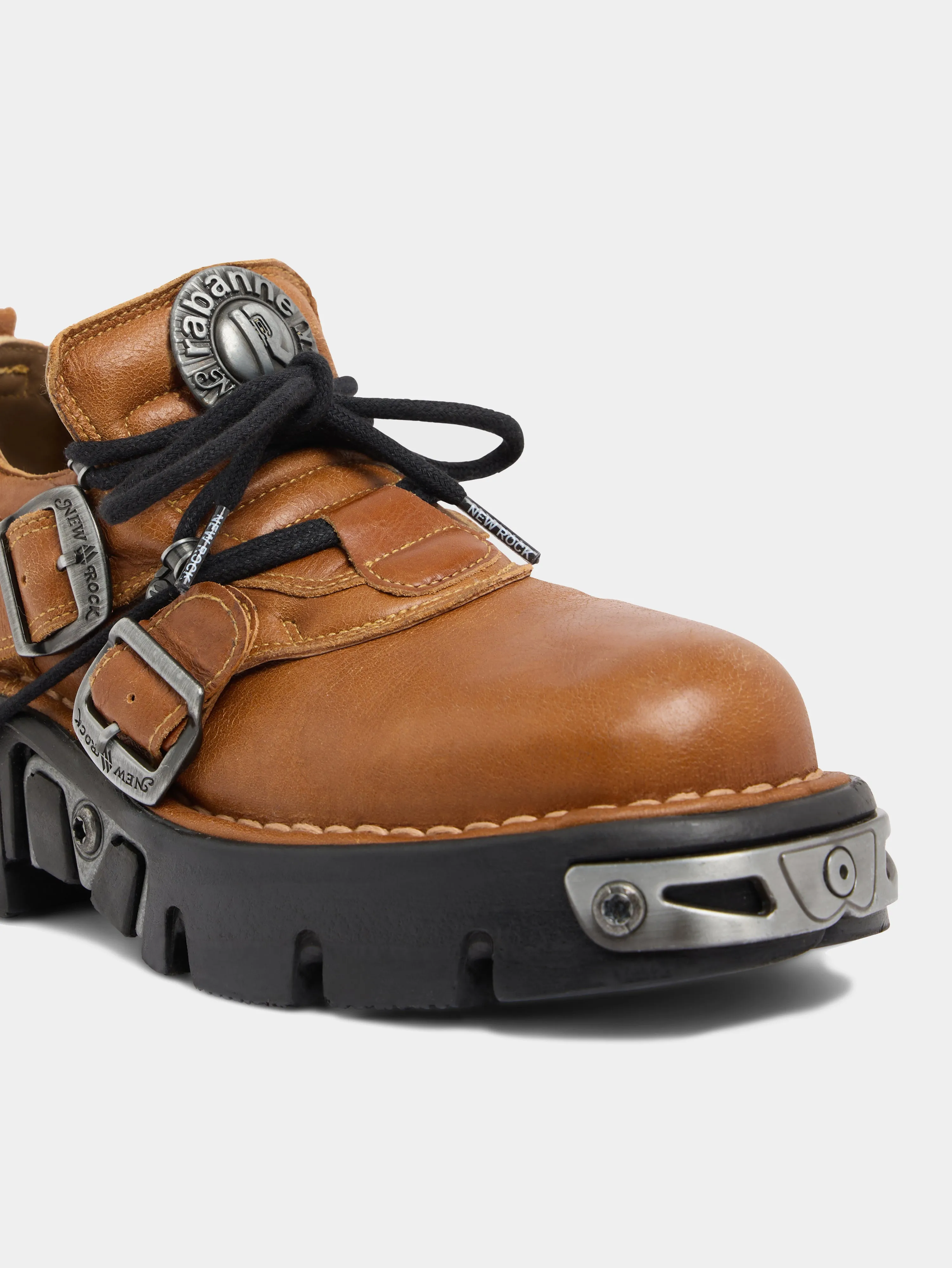 RABANNE x NEW ROCK COGNAC SHOES