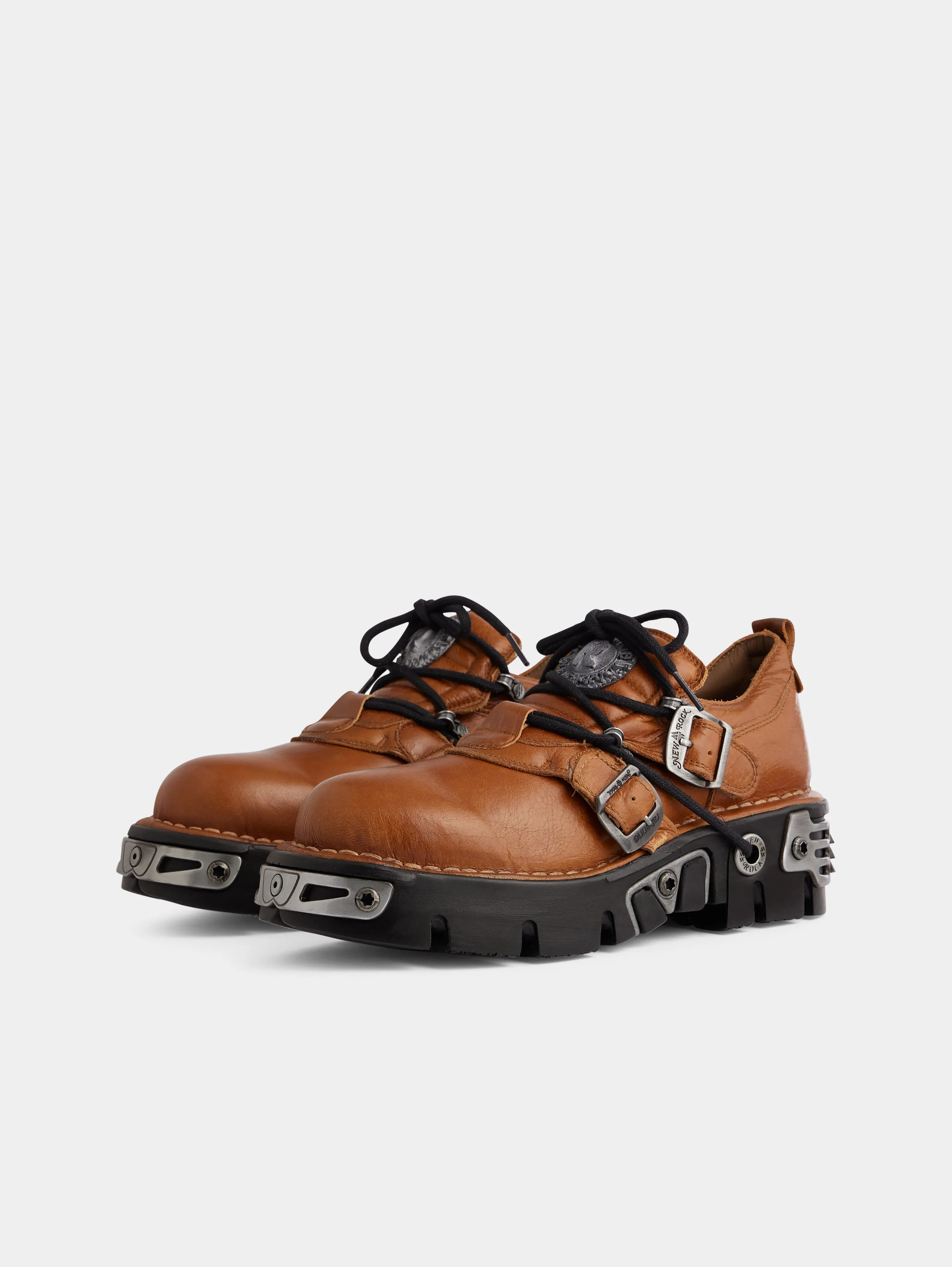 RABANNE x NEW ROCK COGNAC SHOES