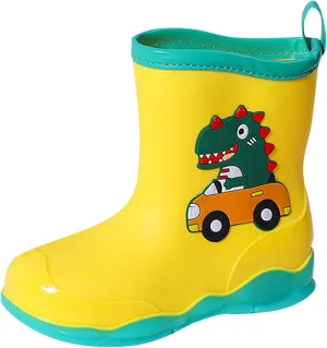 Rain Boots Boys Kids Dinosaur Printed Rain Shoes Outdoor Boots Non Slip Rain PVC Rain Boots For Kids Girls' Rain Boots
