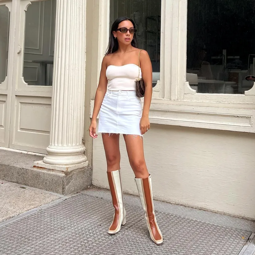 Revival knee high boots off white/tan leather womens shoes