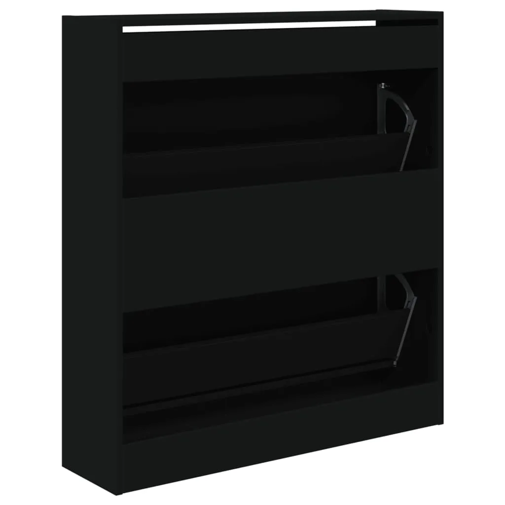 Shoe Cabinet Black 80x21x87.5 cm Engineered Wood