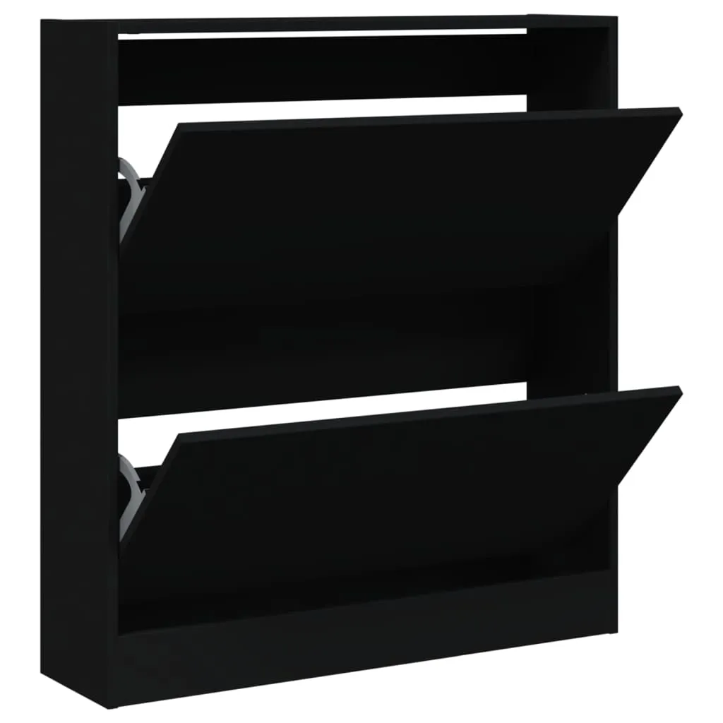 Shoe Cabinet Black 80x21x87.5 cm Engineered Wood