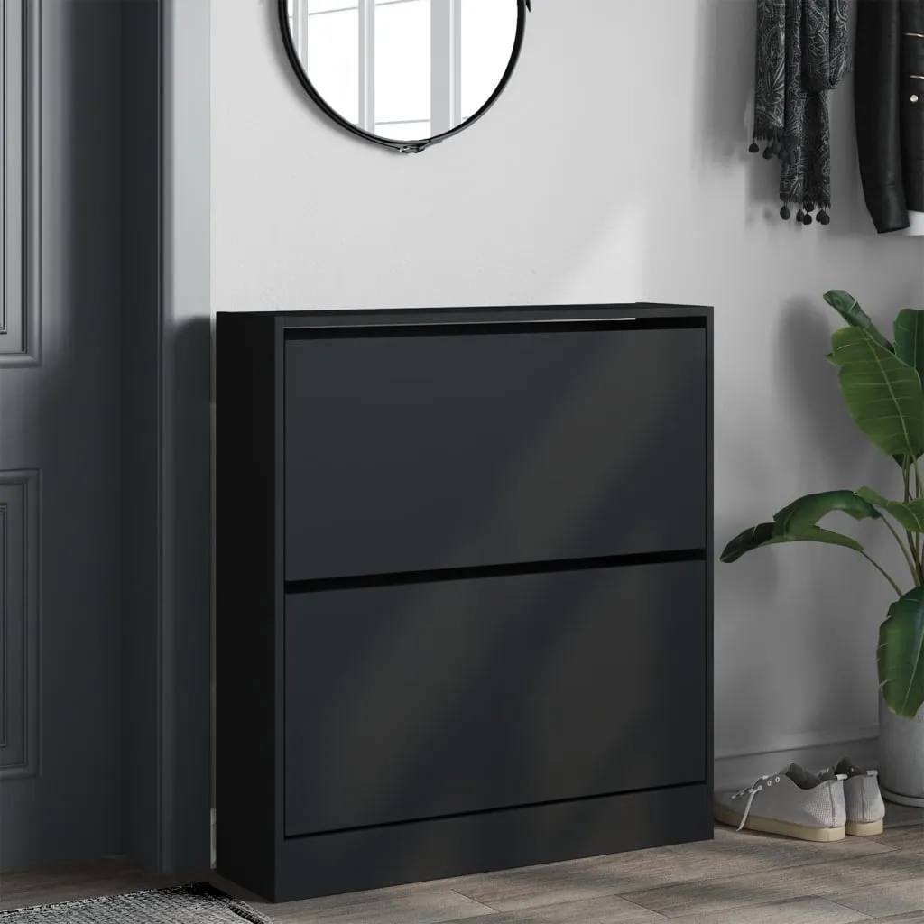 Shoe Cabinet Black 80x21x87.5 cm Engineered Wood