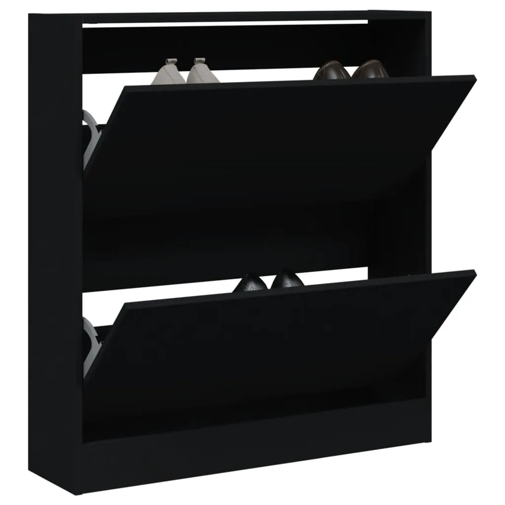 Shoe Cabinet Black 80x21x87.5 cm Engineered Wood