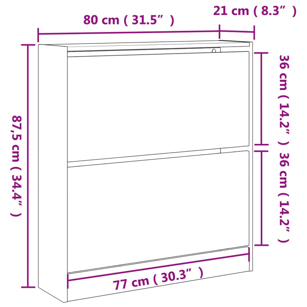 Shoe Cabinet Black 80x21x87.5 cm Engineered Wood