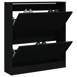 Shoe Cabinet Black 80x21x87.5 cm Engineered Wood