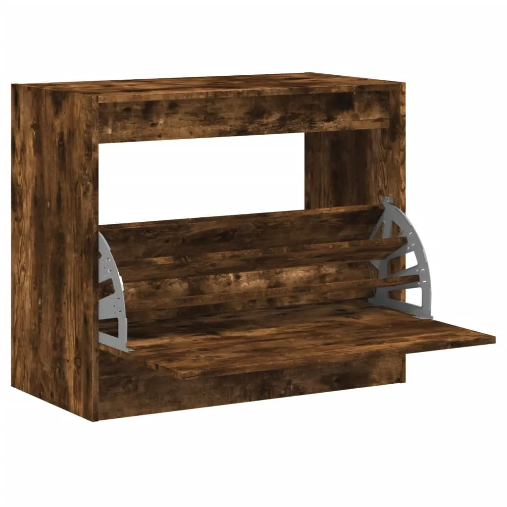 Shoe Cabinet Smoked Oak 80x42x69 cm Engineered Wood