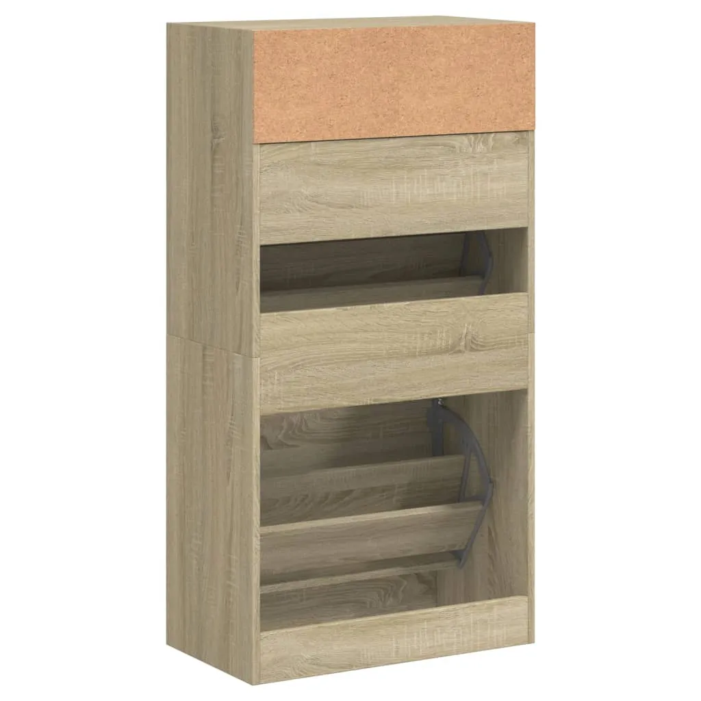 Shoe Cabinet Sonoma Oak 60x34x116 cm Engineered Wood