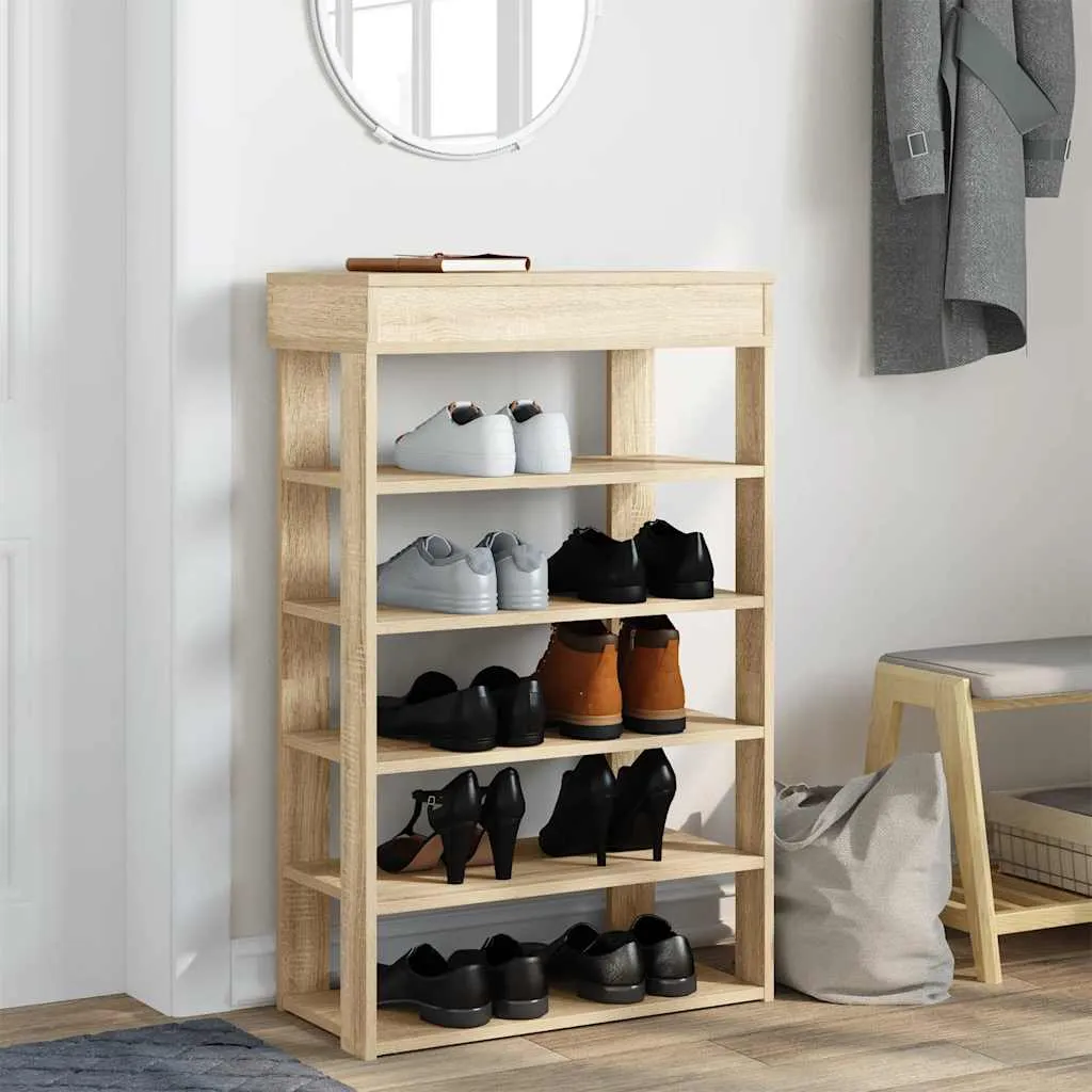 Shoe Rack Sonoma Oak 60x30x98 cm Engineered Wood