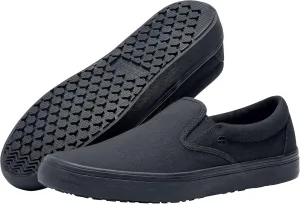 Shoes for Crews Merlin, Slip-On, Men's, Women's, Unisex, Slip Resistant Work Shoes, Black Leather, Men's Size 14, Women's Size 15.5