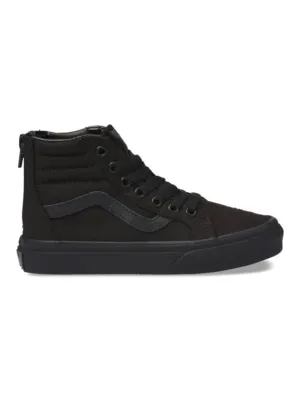 SK8 HI Zip Pop Check Black Shoes (Kids)