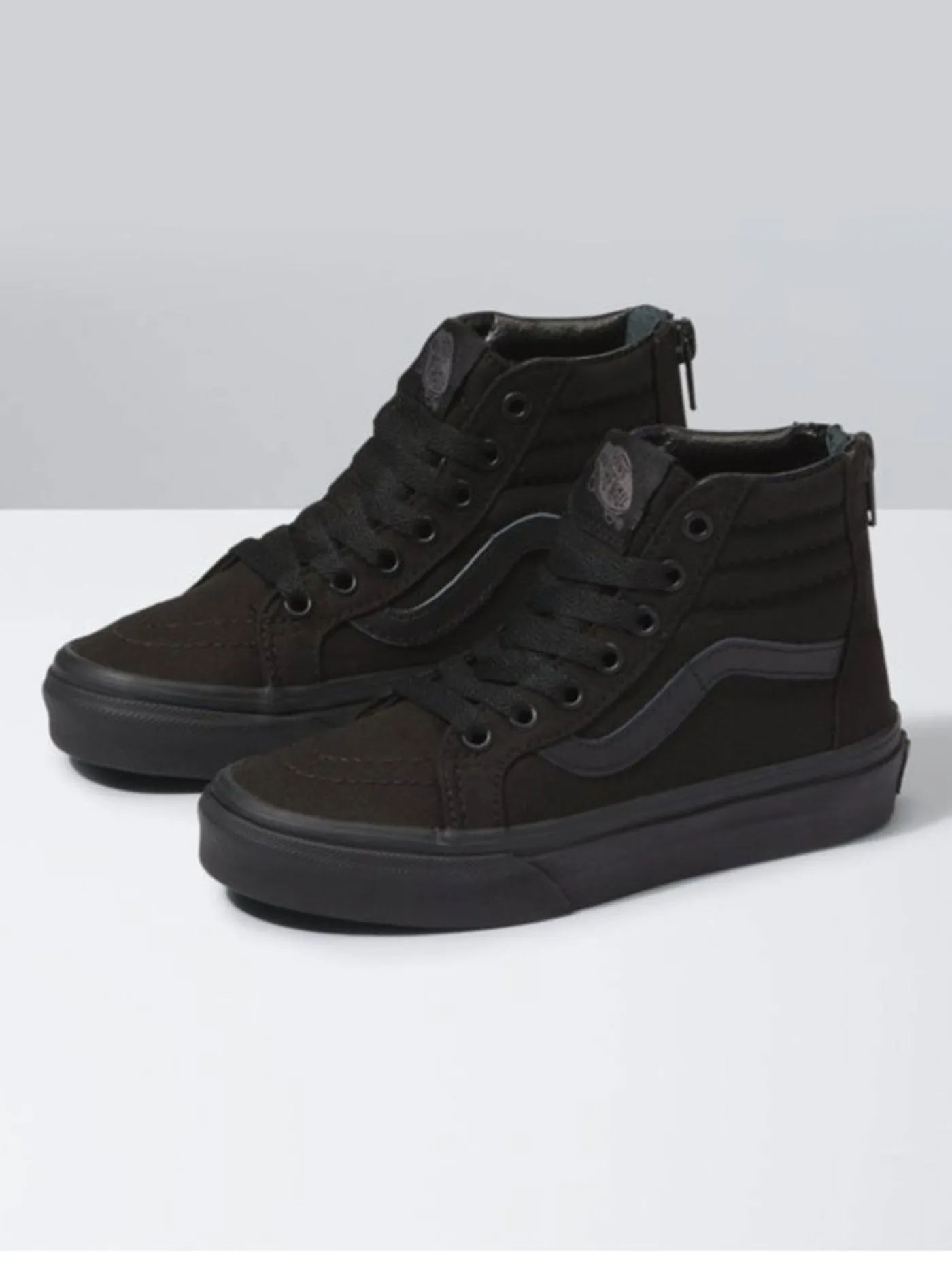 SK8 HI Zip Pop Check Black Shoes (Kids)