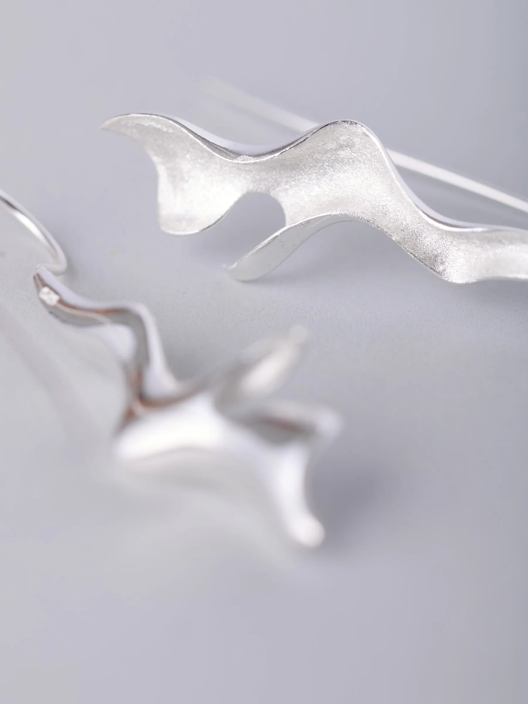 Sterling Silver Falling Leaf Earrings