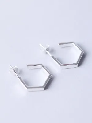 Sterling Silver Hexagon Hoop Earrings