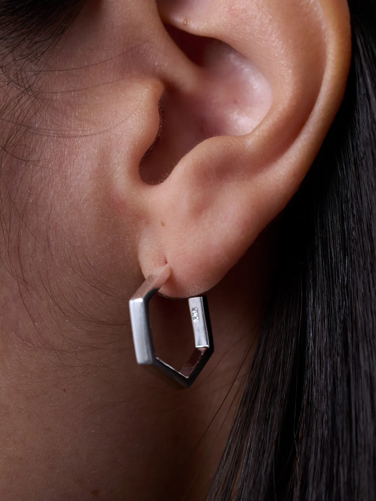 Sterling Silver Hexagon Hoop Earrings