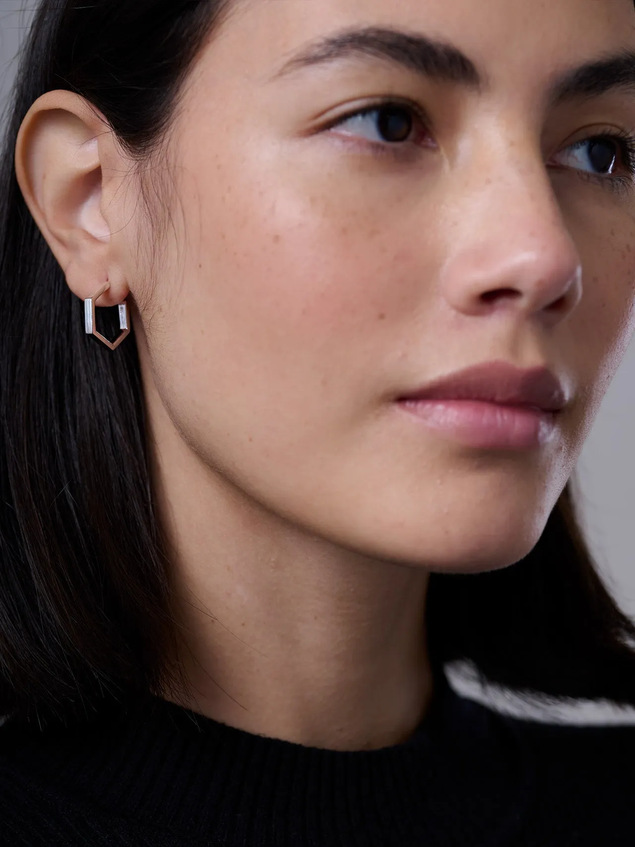Sterling Silver Hexagon Hoop Earrings