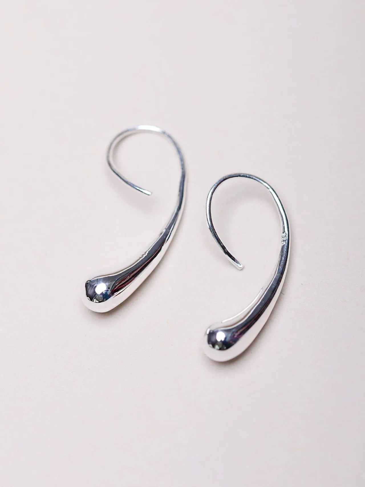 Sterling Silver Thread Through Droplet Earrings