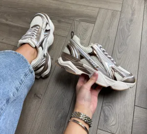 Steve Madden (S21) ‘Speedster’ Metallic Chunky Trainer - Silver/Gold Cream