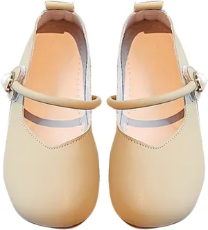 Toddler Wedding Shoes Flower Girl Mary Jane Shoes Square Toe Ballet Flat for Girls Slip On Flat for Tea Party Dresses