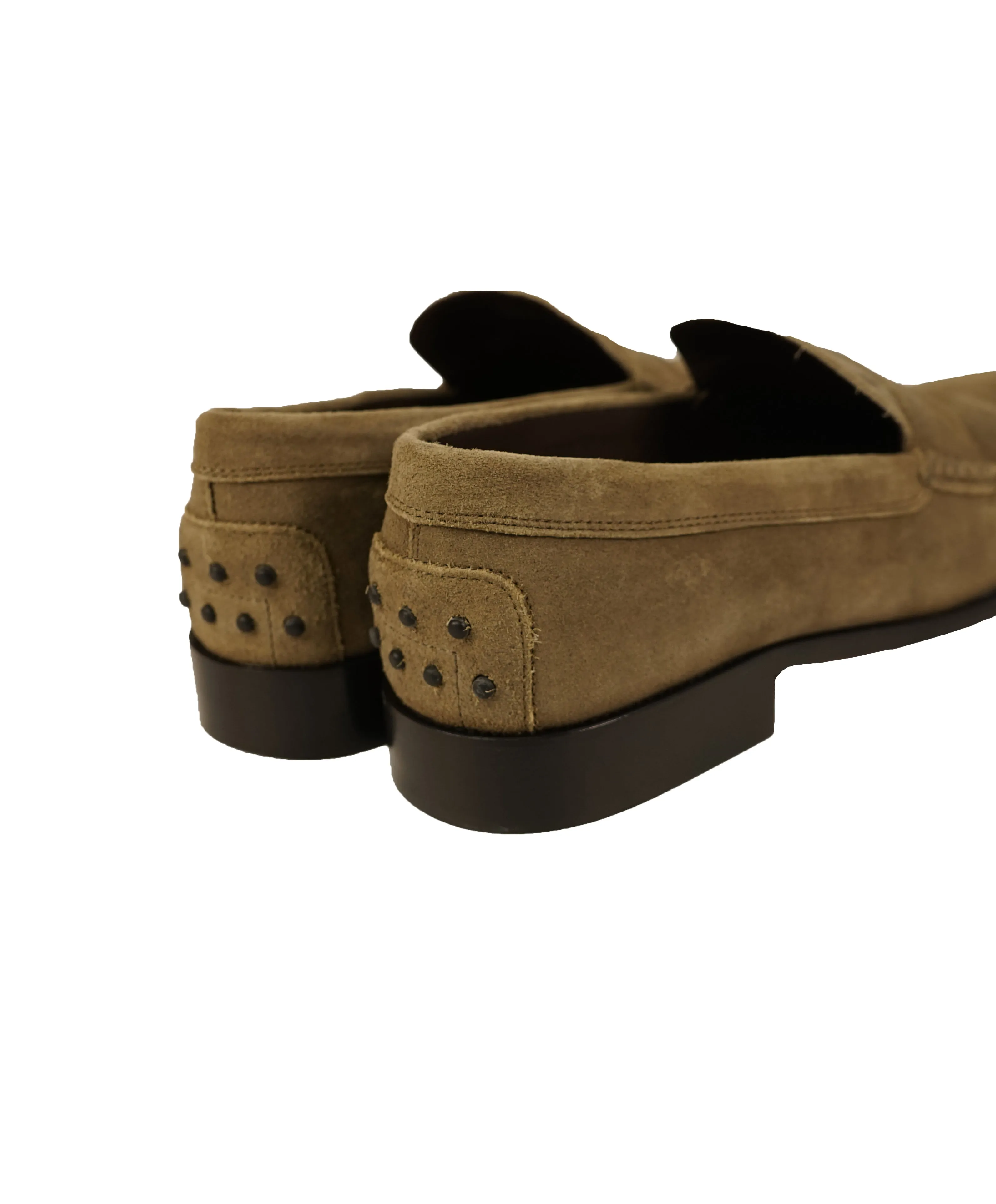TOD’S - Brown Distressed Suede Penny Loafers “Boston” “Devon” Leather Sole - 12