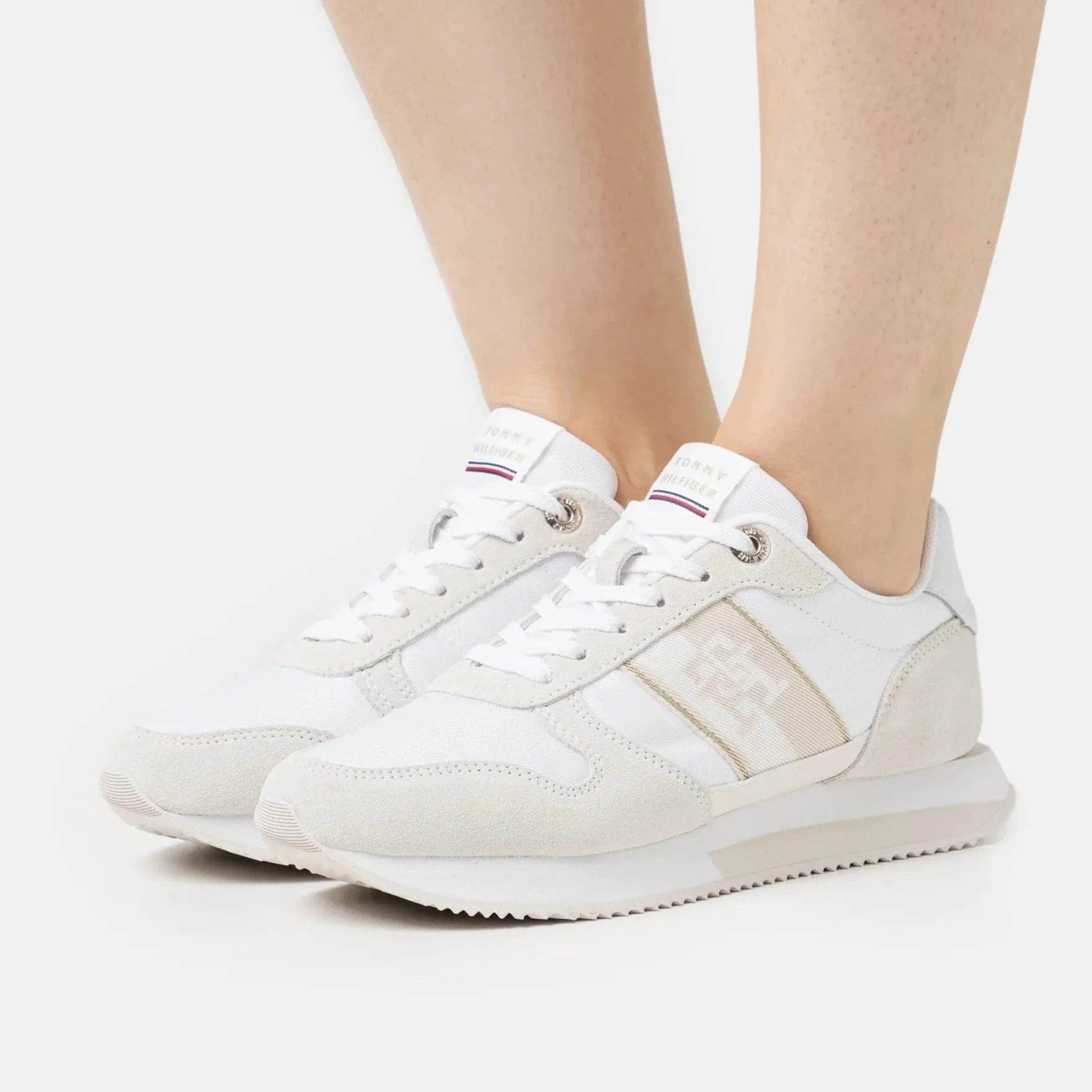 Tommy Hilfiger Mixed Panel Runner TH Webbing Trainers in White