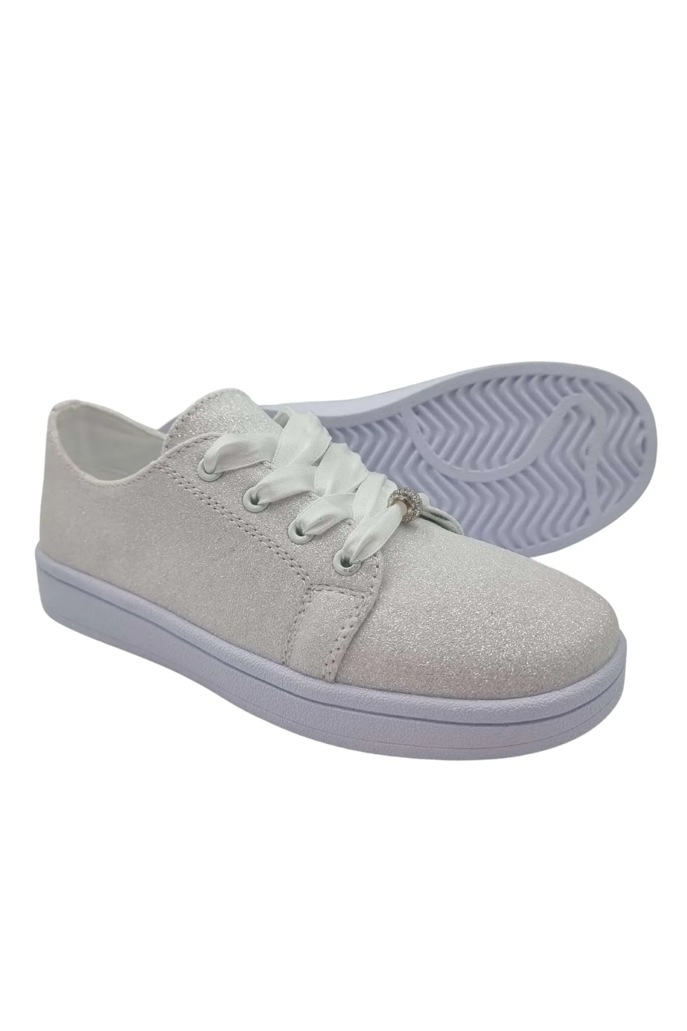 Valerie White Glitter Trainer