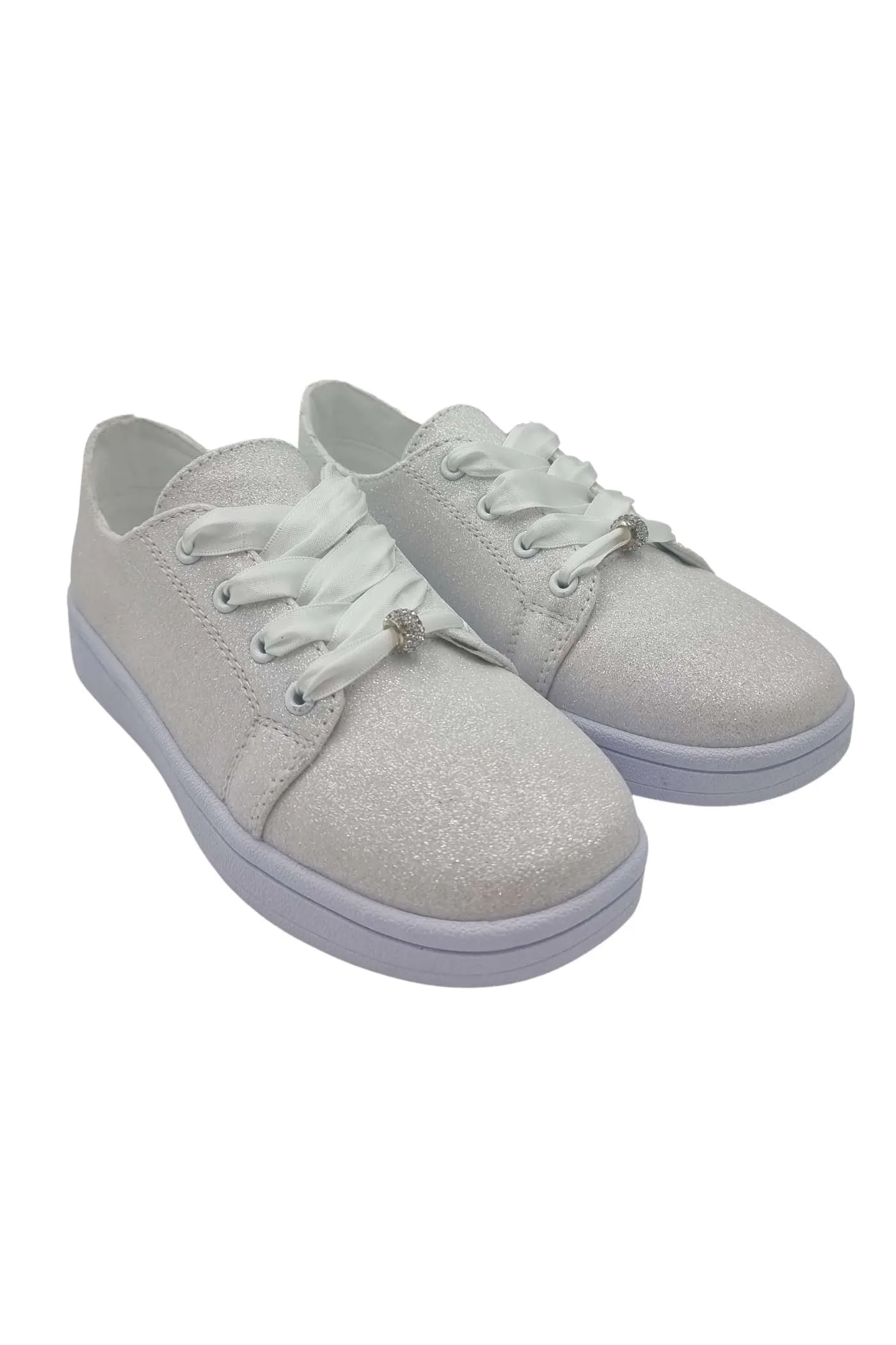 Valerie White Glitter Trainer