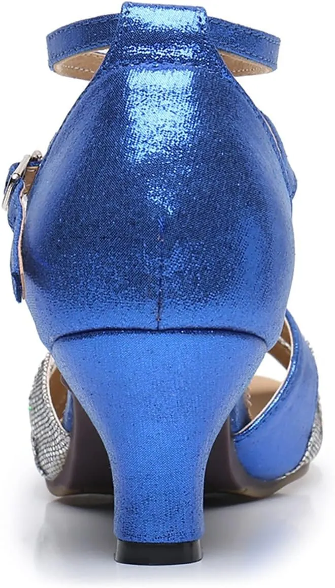 VESNIBA Women's Outdoor Rubber Sole 5.5 Cm Medium Heel Soft Sole Fashion Latin Dance Shoes Sandal Slippers for Women
