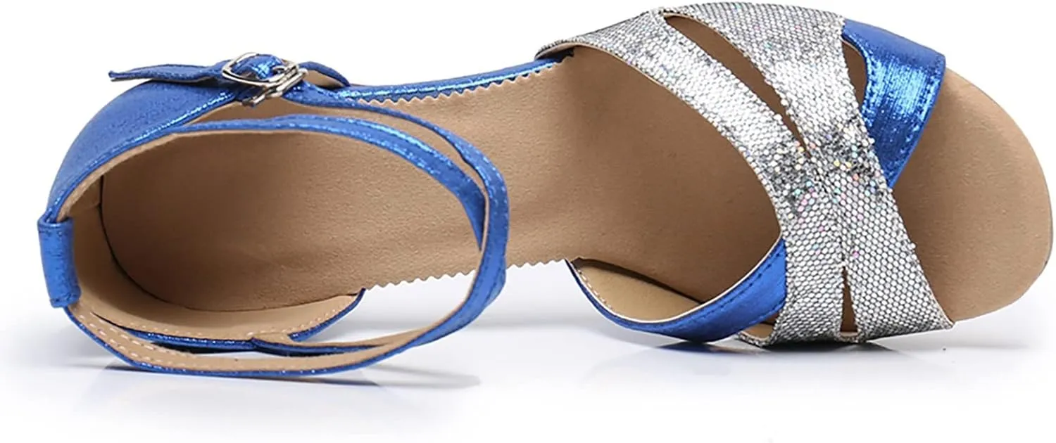 VESNIBA Women's Outdoor Rubber Sole 5.5 Cm Medium Heel Soft Sole Fashion Latin Dance Shoes Sandal Slippers for Women