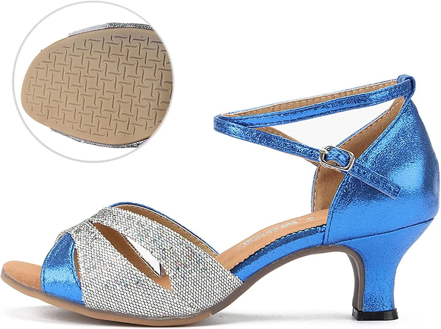 VESNIBA Women's Outdoor Rubber Sole 5.5 Cm Medium Heel Soft Sole Fashion Latin Dance Shoes Sandal Slippers for Women