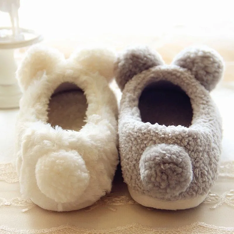 Warm Plush Cute Sheep Animal Flats Slippers For Winter Home Indoor Bedroom
