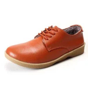 Winter Women Plush Cotton Shoes Keep Warm Casual Outdoor Leather Flats Loafers