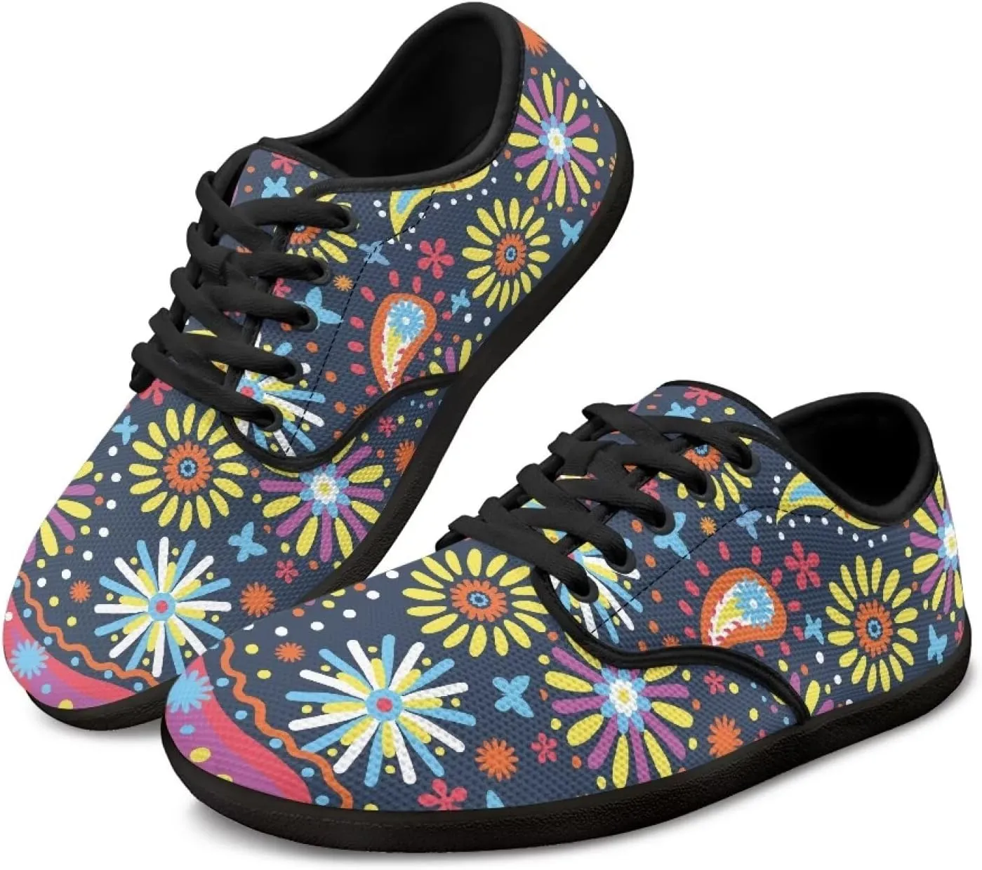 Women Minimalist Barefoot Shoes Wide Toe Lightweight Casual Sneakers Breathable Cozy Shoes for Walking US 6-13.5 Black Sole