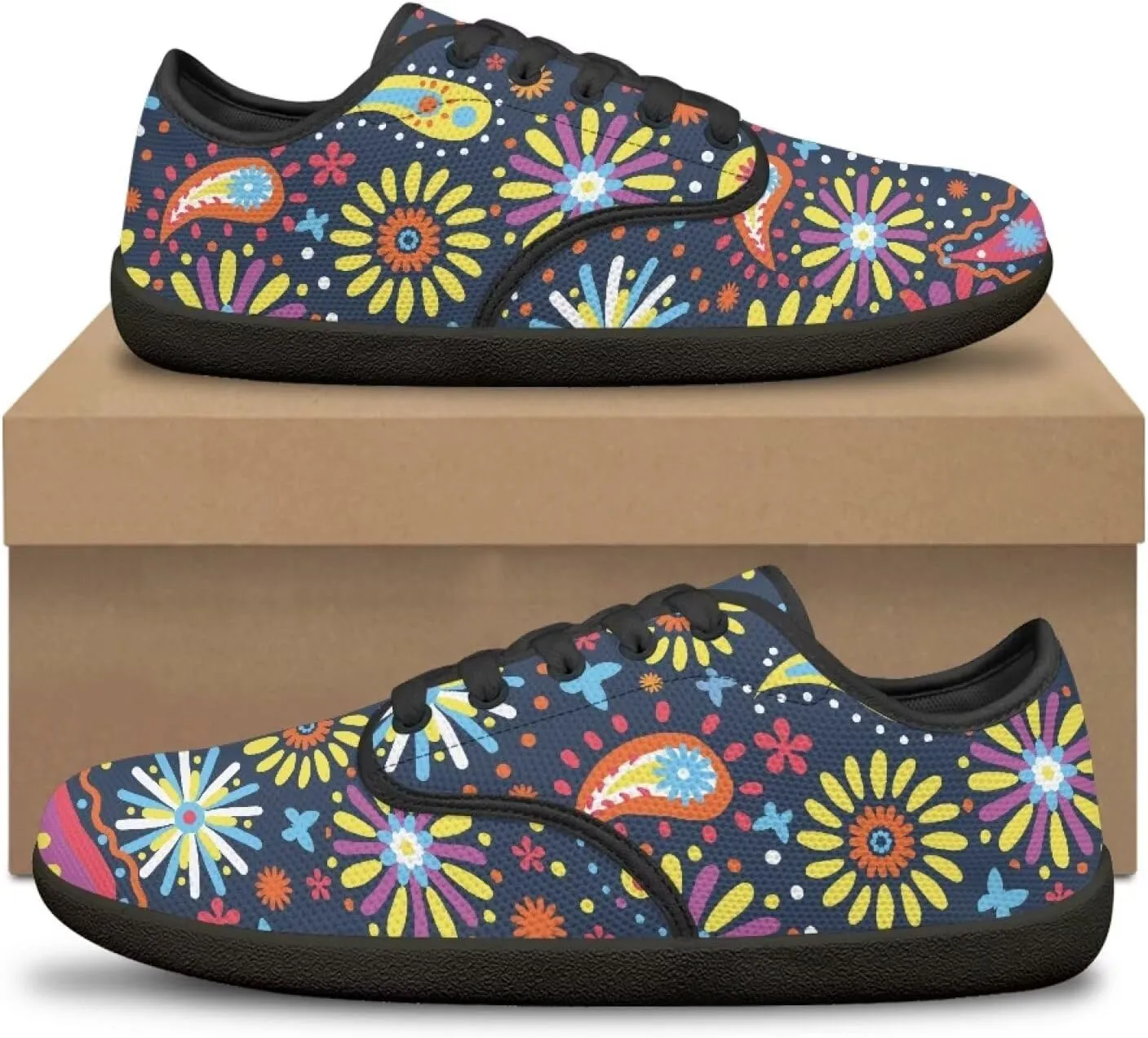 Women Minimalist Barefoot Shoes Wide Toe Lightweight Casual Sneakers Breathable Cozy Shoes for Walking US 6-13.5 Black Sole