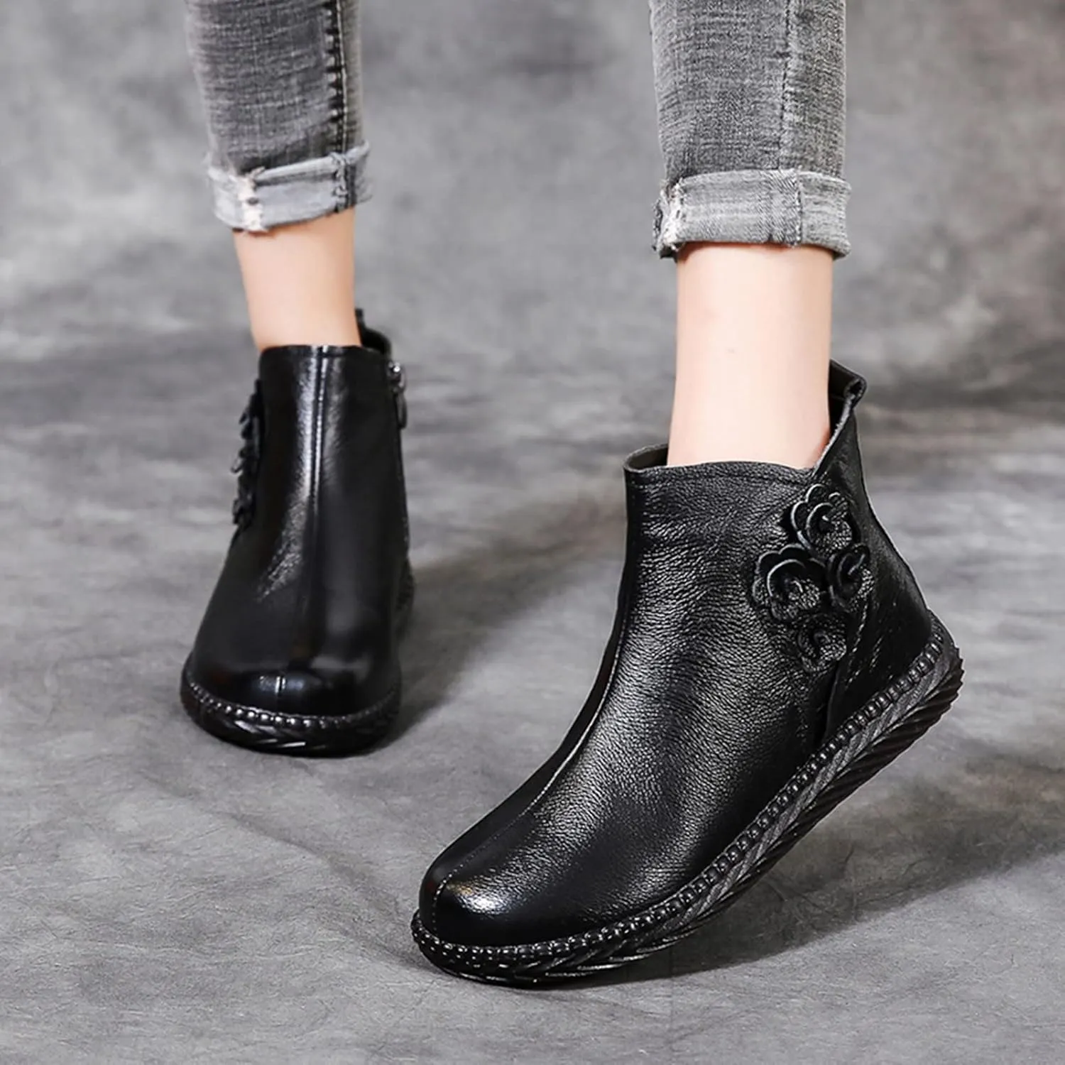 Womens Boots Fall 2024 Ankle Womens Booties with Heel Black Womens Cowboy Boots Womens Bootie with Heel Round Toe Pointed Toe