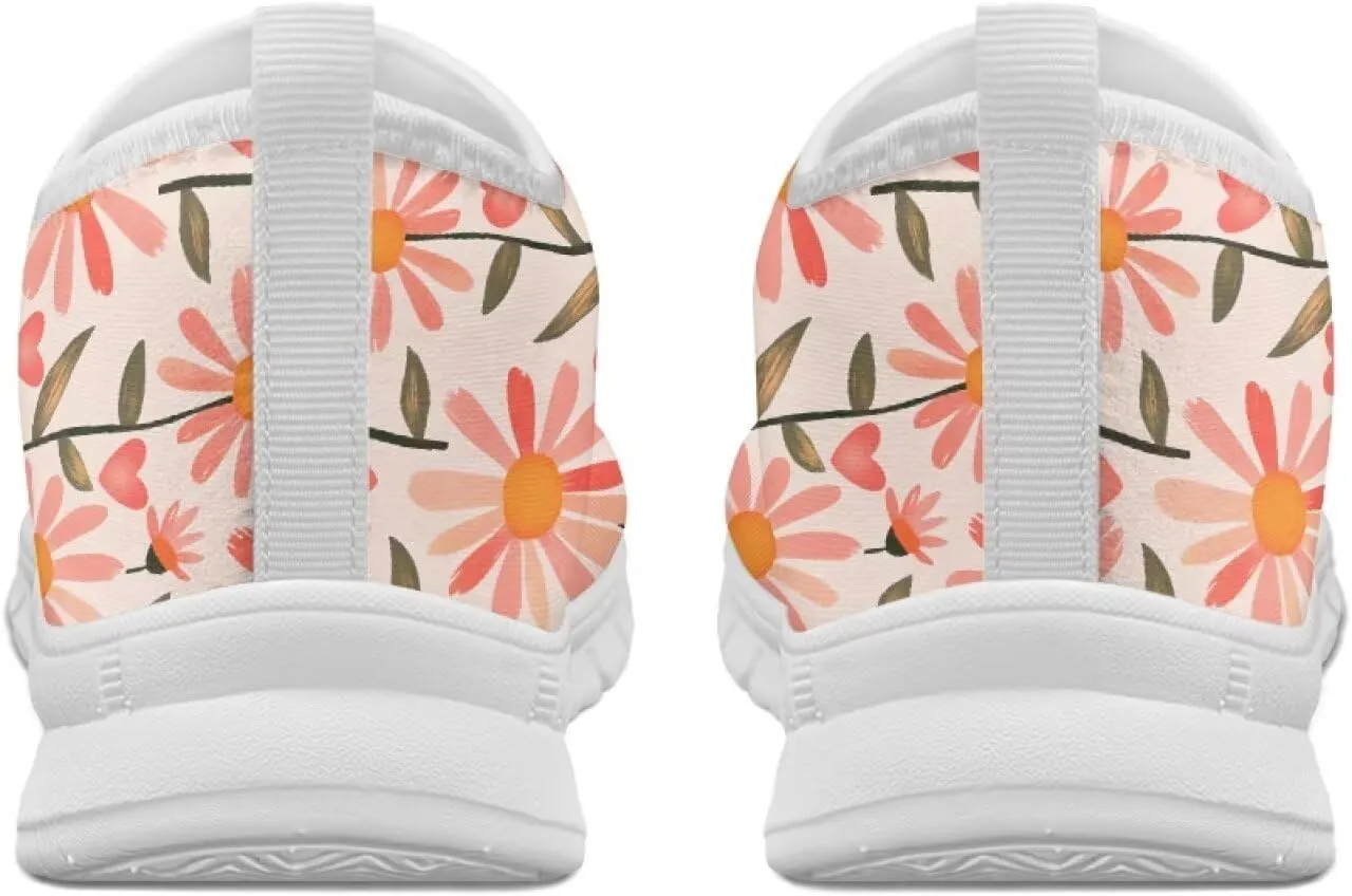 Women's Casual Slip On Flats Fantasitic Print Fashion Sneakers Lightweight Non Slip Travel Ladies Shoes White Sole