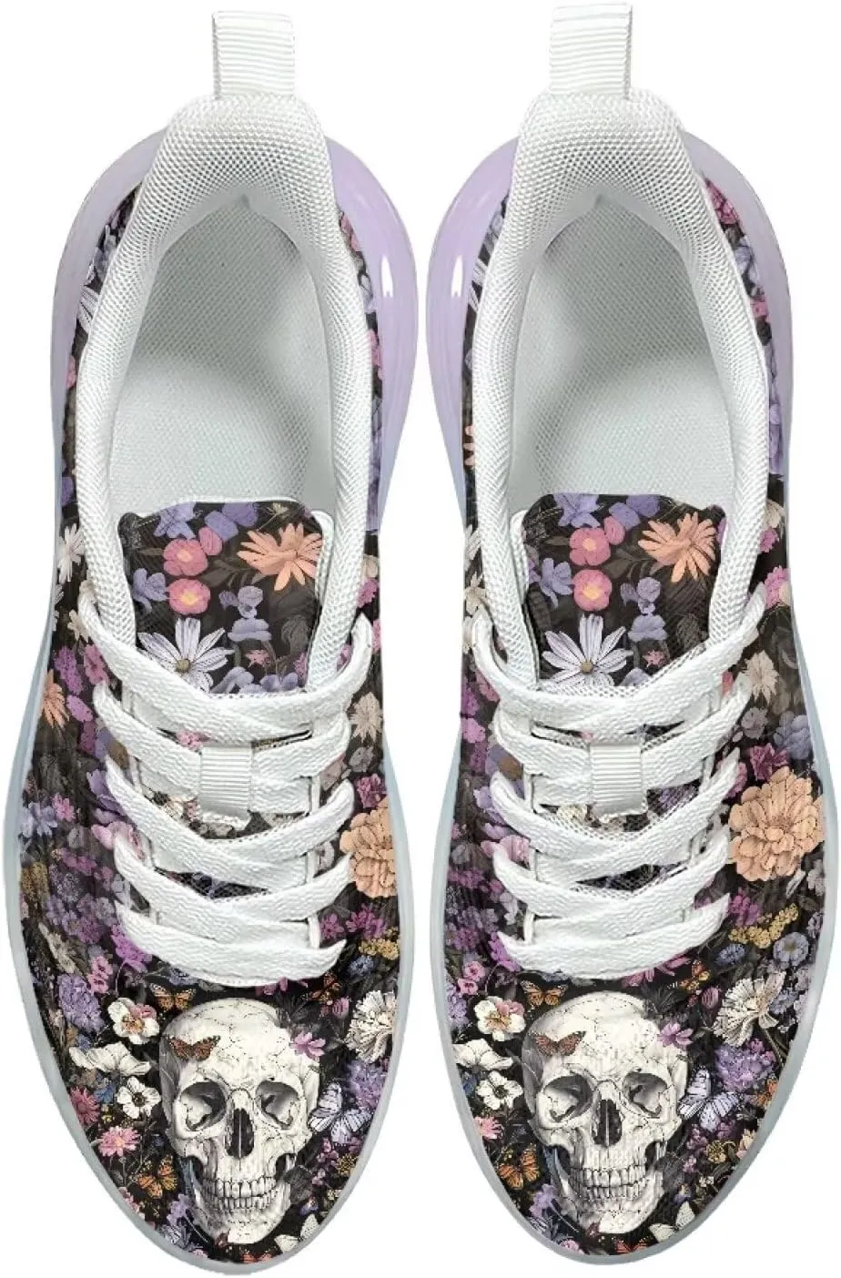Women's Skull Sneaker Cozy Air Cushion Footwear Travel Sneaker Lightweight Anti-Slip Walking Shoes for Women US 6-11