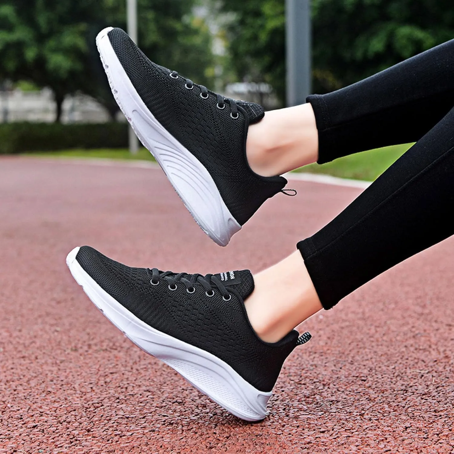 Women's Slip on Walking Shoes Non Slip Memory Foam Arch Support Running Shoes Breathable Mesh Sports Workout Tennis Shoes Fashion Lace Up Sneakers