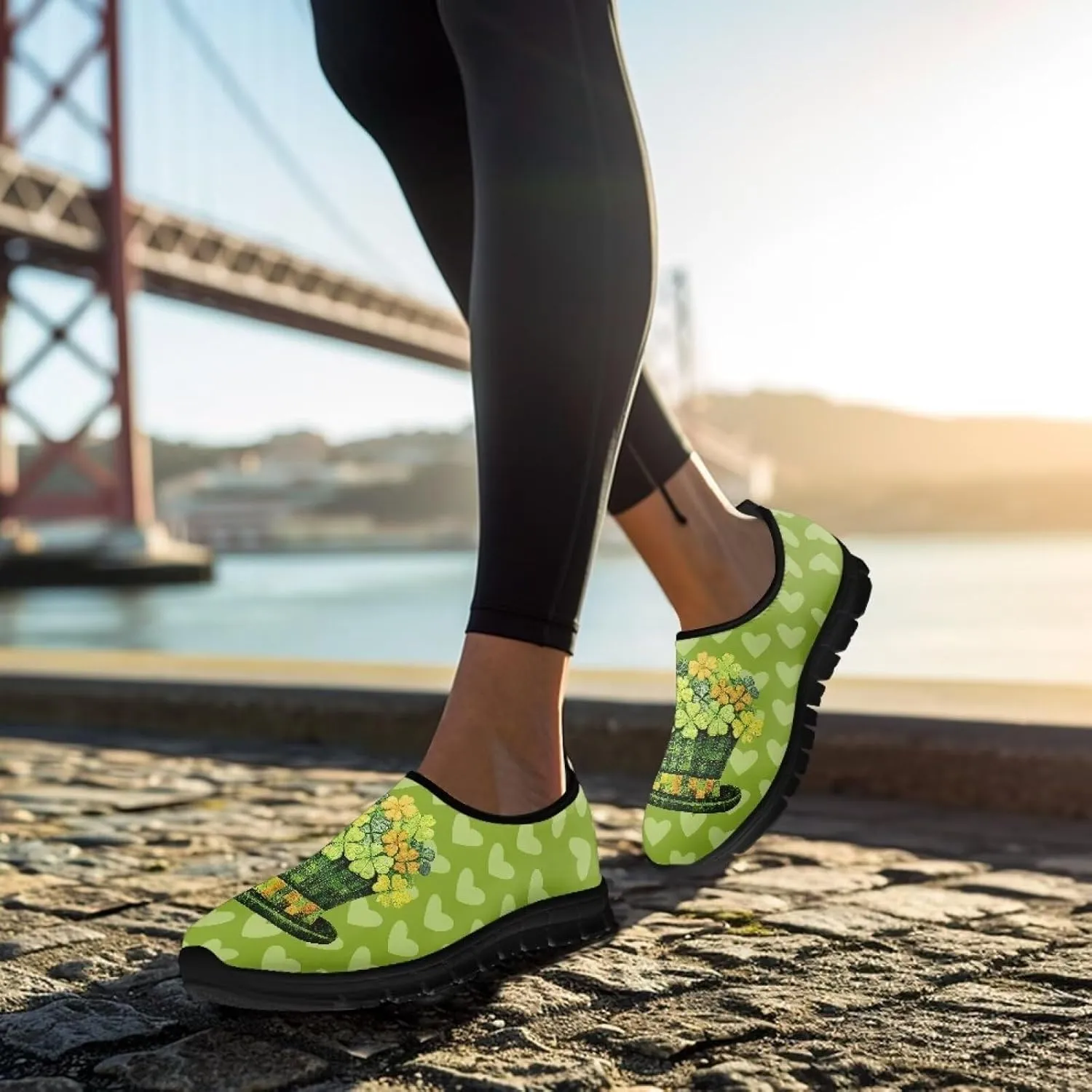 Women's St Patrick's Day Shoes Casual Cozy Hiking Exercise Running Yoga Workout Shoes Slip-On Lightweight Non-Slip Sneaker for Women US 5.5-11.5