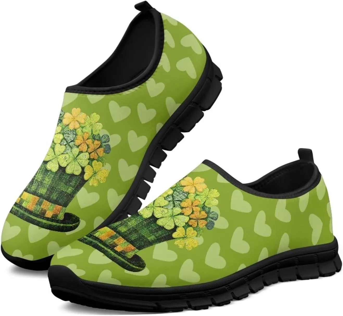 Women's St Patrick's Day Shoes Casual Cozy Hiking Exercise Running Yoga Workout Shoes Slip-On Lightweight Non-Slip Sneaker for Women US 5.5-11.5