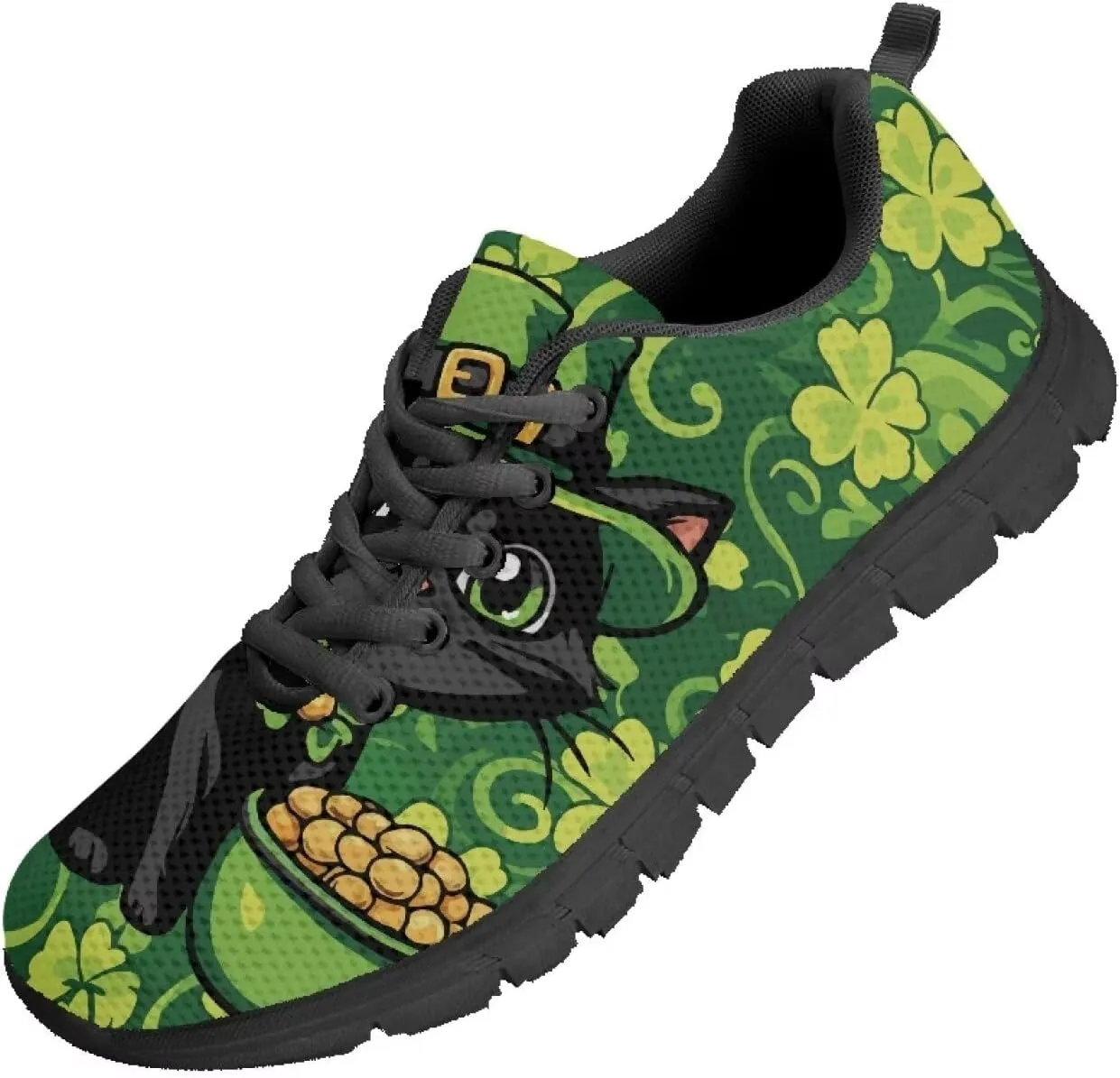 Womens Trainers Sports Running Shoes Lightweight Causal Tennis Shoe Non Slip Gym Workout Shoes Easter St. Patrick's Day Sneakers Black Sole Size 5-12