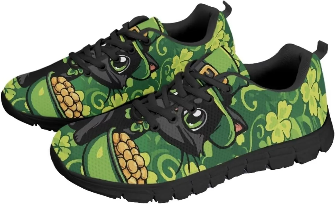 Womens Trainers Sports Running Shoes Lightweight Causal Tennis Shoe Non Slip Gym Workout Shoes Easter St. Patrick's Day Sneakers Black Sole Size 5-12